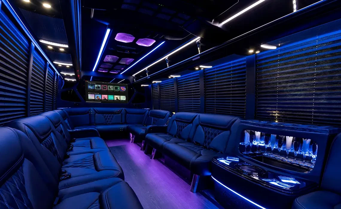 24 Passenger Limo Bus — Dallas Party Bus Rental — Dallas Premier Car Service, view 2