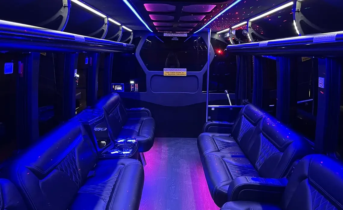 24 Passenger Limo Bus — Dallas Party Bus Rental — Dallas Premier Car Service, view 3